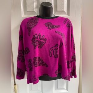 Vintage Sweater from the amazing 80s!  Crop, 3/4 sleeves and shoulder pads! Med.